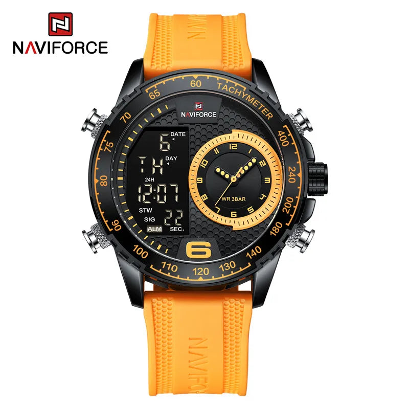 Unique Design Men's LCD Display Watch Luxury Luminous Silicone Strap Waterproof Wristwatche