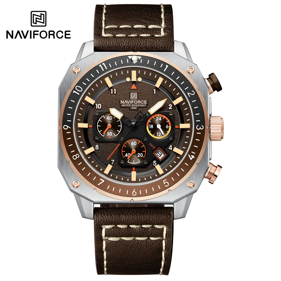 New Men's Quartz Watch Leather Strap Luxury Watch Fashion Business Wristwatches Brown Watch