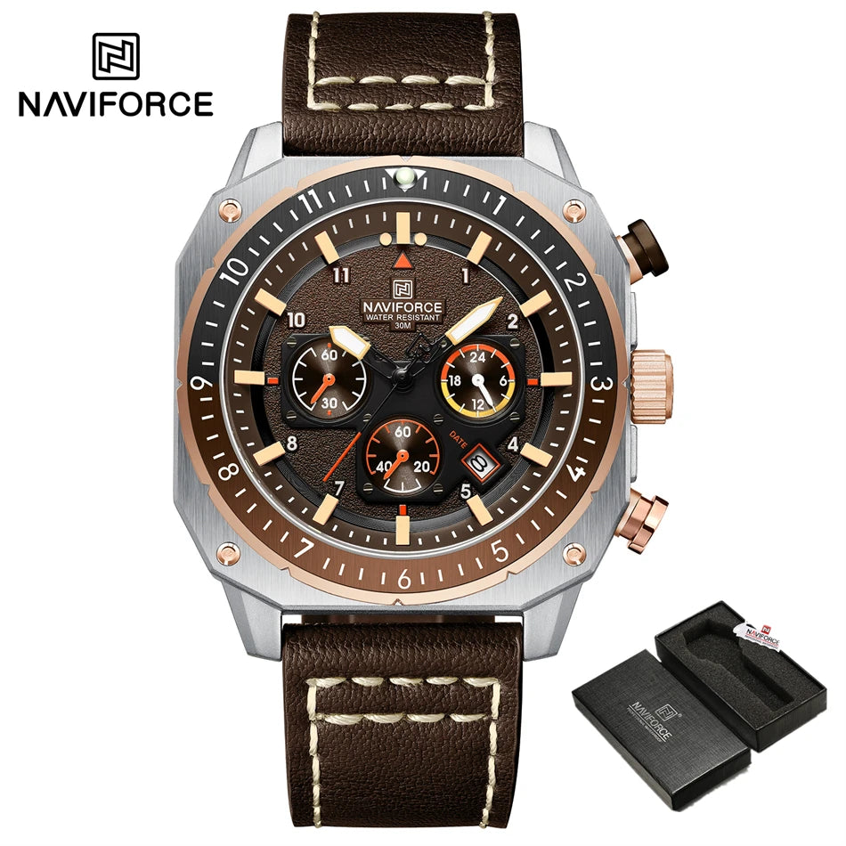 New Men's Quartz Watch Leather Strap Luxury Watch Fashion Business Wristwatches Brown Watch