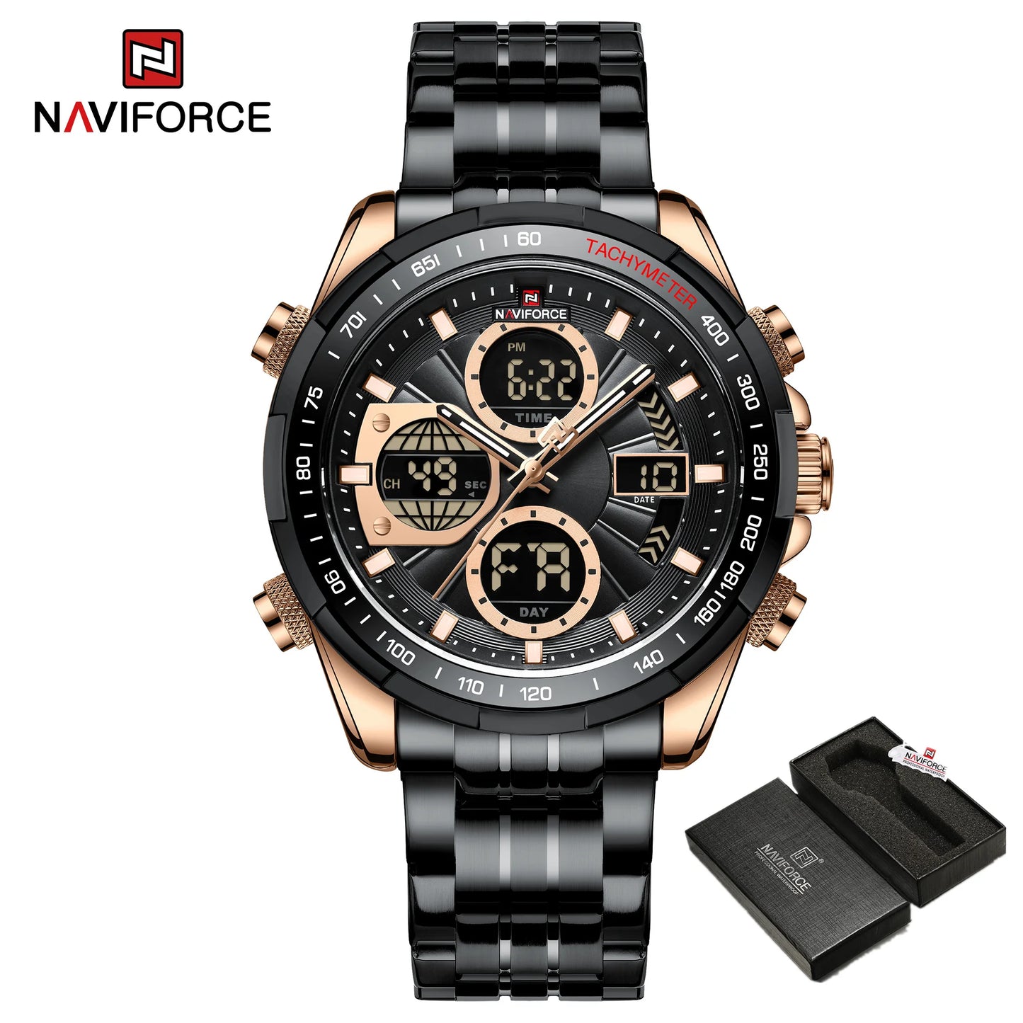 New Fashion Watches for Men Analog Digital 3ATM Waterproof Stainless steel Wrist Watch LED Luminous Men Watch