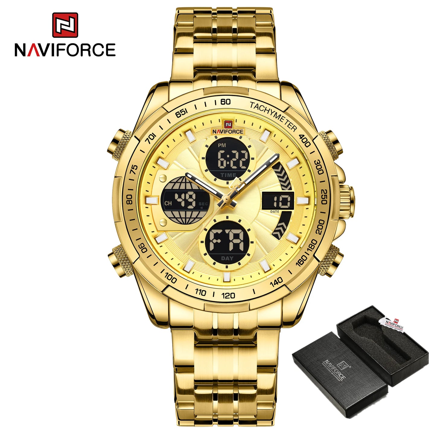 New Fashion Watches for Men Analog Digital 3ATM Waterproof Stainless steel Wrist Watch LED Luminous Men Watch