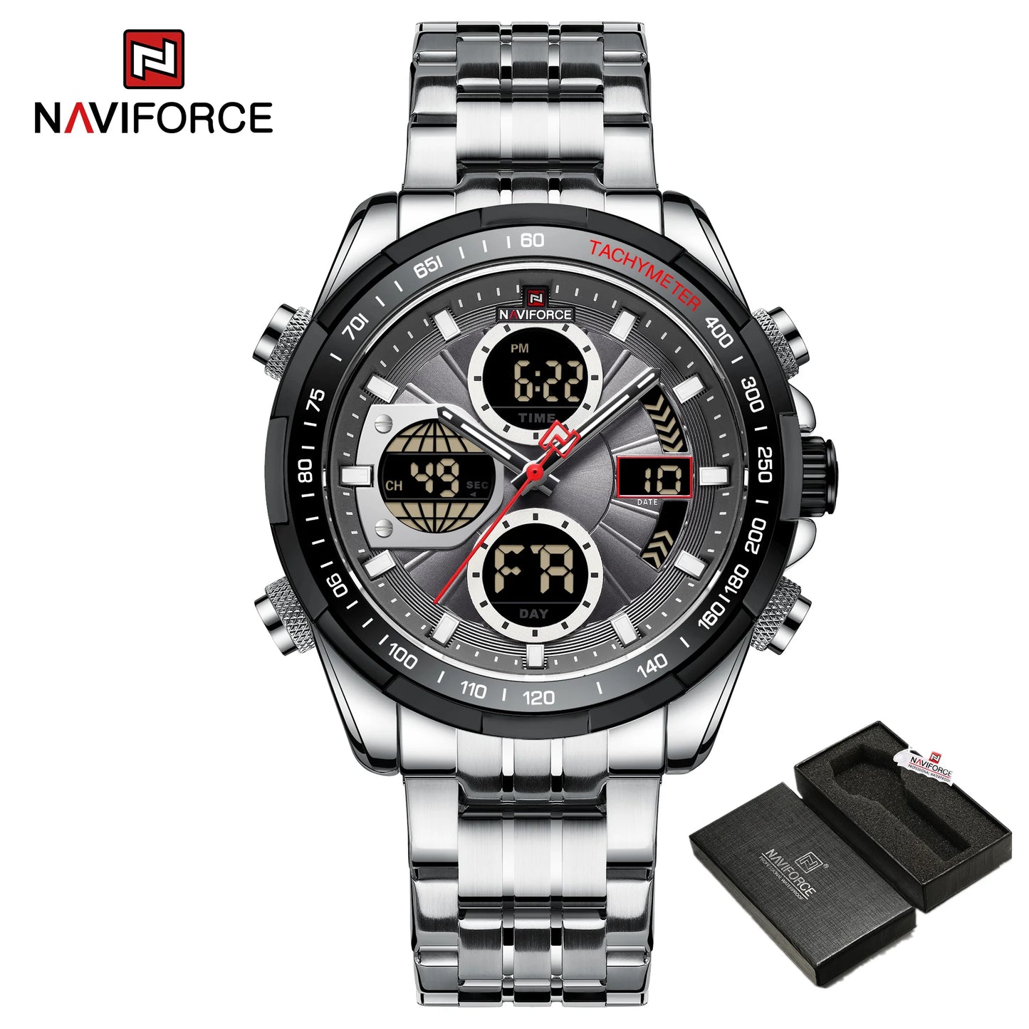 New Fashion Watches for Men Analog Digital 3ATM Waterproof Stainless steel Wrist Watch LED Luminous Men Watch