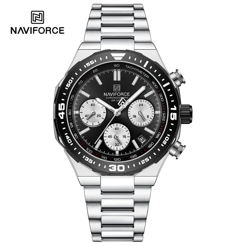 New Men Watch Waterproof Business Casual Date Luminous Quartz Wristwatch Chronograph Stainless Steel Strap WATCH