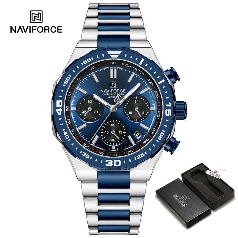 New Men Watch Waterproof Business Casual Date Luminous Quartz Wristwatch Chronograph Stainless Steel Strap WATCH