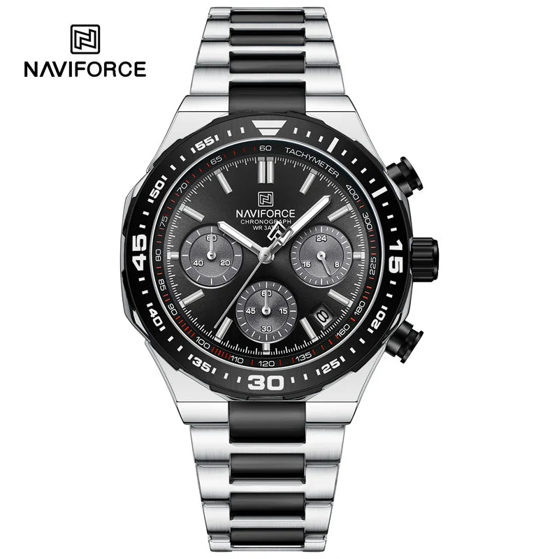 New Men Watch Waterproof Business Casual Date Luminous Quartz Wristwatch Chronograph Stainless Steel Strap WATCH