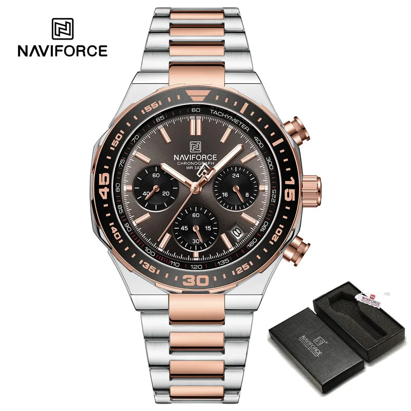 New Men Watch Waterproof Business Casual Date Luminous Quartz Wristwatch Chronograph Stainless Steel Strap WATCH