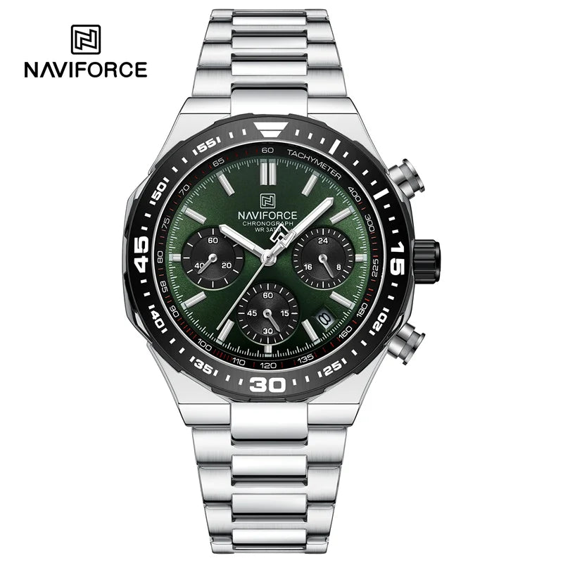 New Men Watch Waterproof Business Casual Date Luminous Quartz Wristwatch Chronograph Stainless Steel Strap WATCH