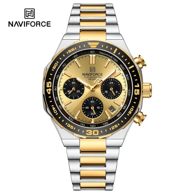 New Men Watch Waterproof Business Casual Date Luminous Quartz Wristwatch Chronograph Stainless Steel Strap WATCH