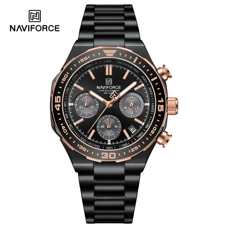 New Men Watch Waterproof Business Casual Date Luminous Quartz Wristwatch Chronograph Stainless Steel Strap WATCH