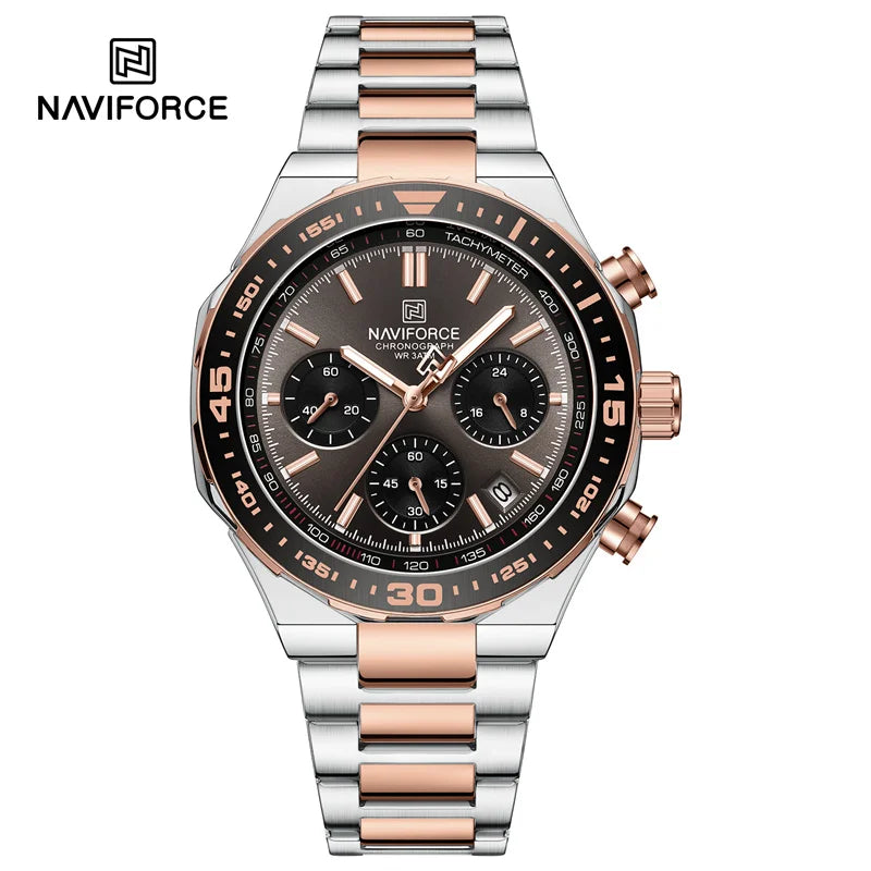 New Men Watch Waterproof Business Casual Date Luminous Quartz Wristwatch Chronograph Stainless Steel Strap WATCH