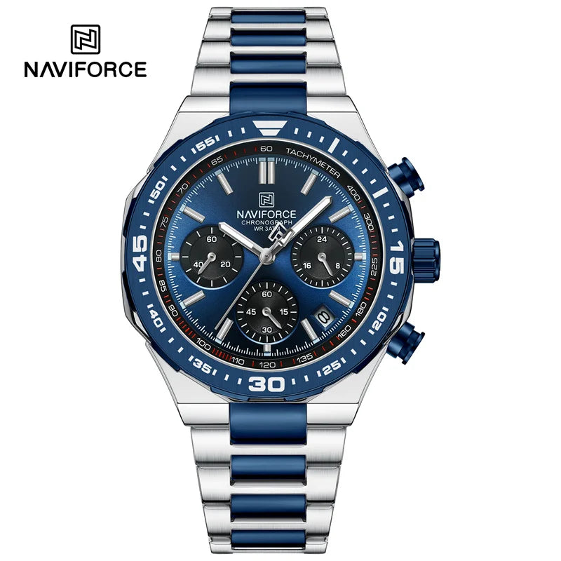 New Men Watch Waterproof Business Casual Date Luminous Quartz Wristwatch Chronograph Stainless Steel Strap WATCH