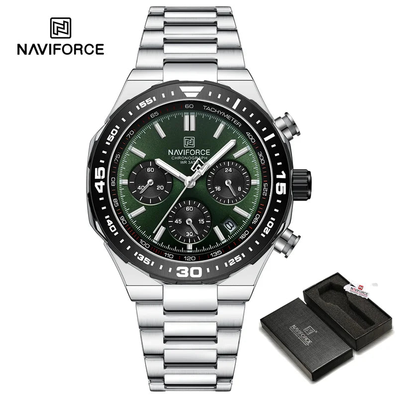 New Men Watch Waterproof Business Casual Date Luminous Quartz Wristwatch Chronograph Stainless Steel Strap WATCH