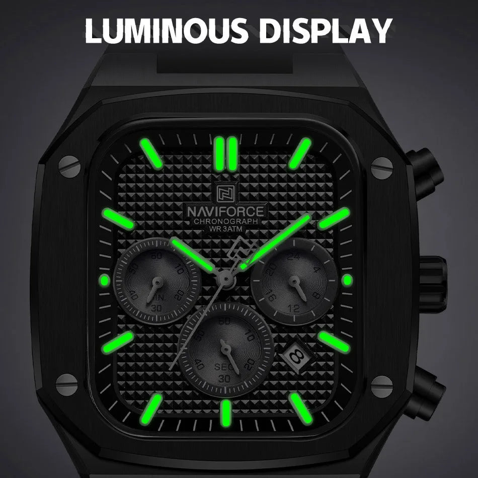 New Men's Watches Date Chronograph Quartz Wristwatches Waterproof Luminous Watch