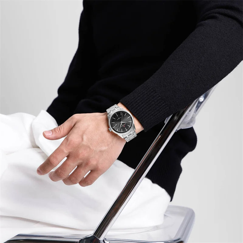 Fashion New Men's Quartz Watch Stainless Steel Strap Business Luxury Waterproof Wristwatches