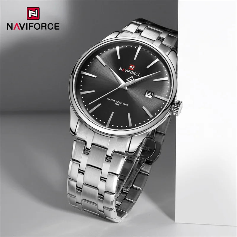 Fashion New Men's Quartz Watch Stainless Steel Strap Business Luxury Waterproof Wristwatches