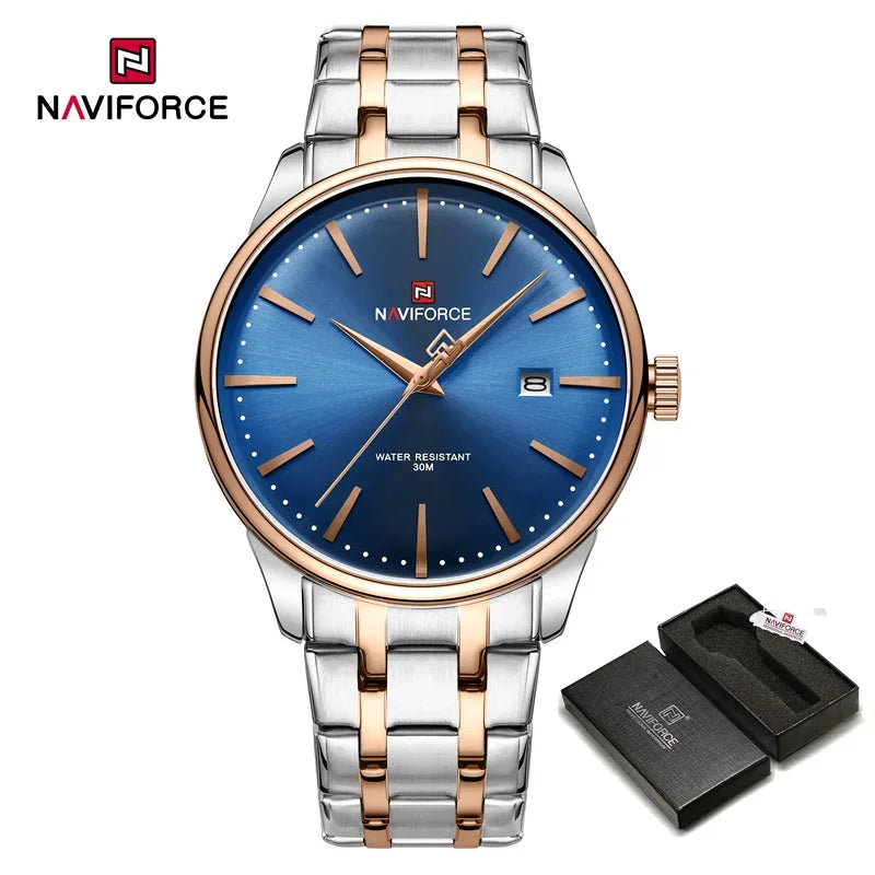 Fashion New Men's Quartz Watch Stainless Steel Strap Business Luxury Waterproof Wristwatches