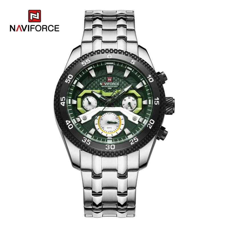 Men Watch Sport Waterproof Quartz Calendar Wristwatch Stainless Steel Strap Lumoinous Watch