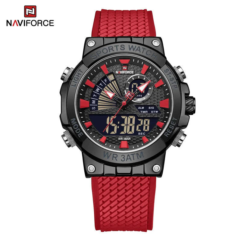 Men's Watch TPU Strap Date and Week Quartz Wristwatches Military Sport Waterproof Digital Luminous Watch