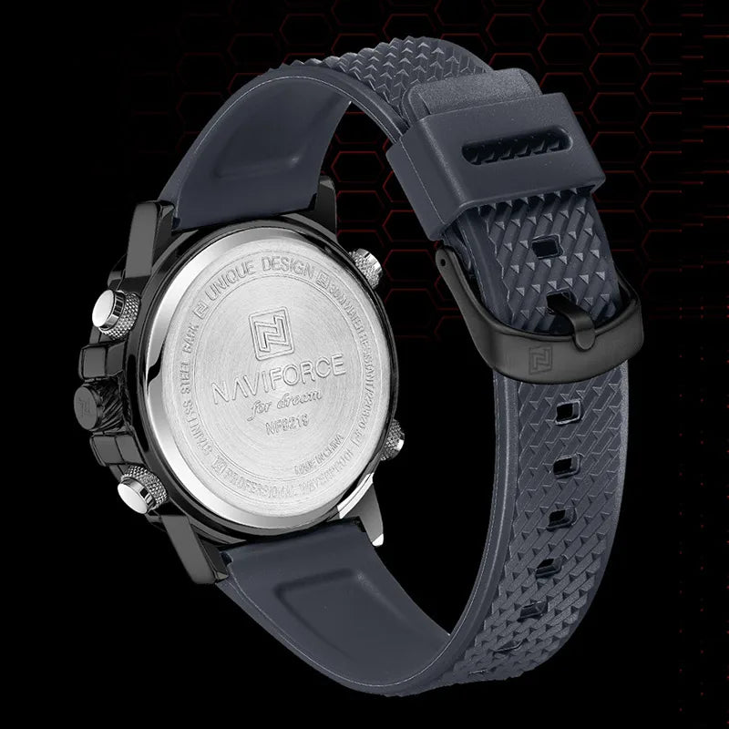 Men's Watch TPU Strap Date and Week Quartz Wristwatches Military Sport Waterproof Digital Luminous Watch