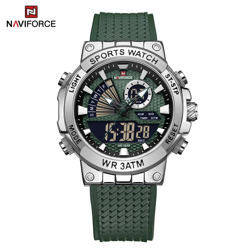 Men's Watch TPU Strap Date and Week Quartz Wristwatches Military Sport Waterproof Digital Luminous Watch