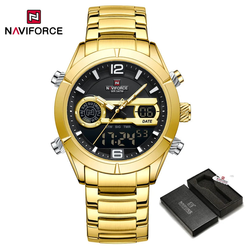 Luxury Watch For Men Waterproof Digital Sport Quartz Wristwatches Military Luminous Stainless Steel Strap Watch