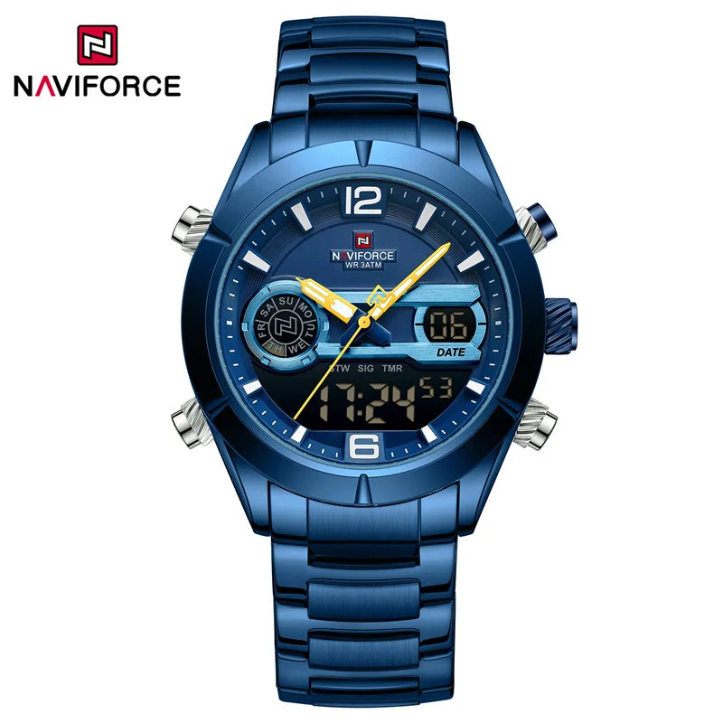 Luxury Watch For Men Waterproof Digital Sport Quartz Wristwatches Military Luminous Stainless Steel Strap Watch