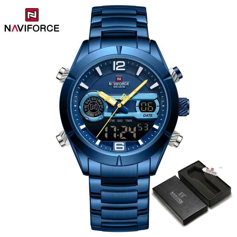 Luxury Watch For Men Waterproof Digital Sport Quartz Wristwatches Military Luminous Stainless Steel Strap Watch