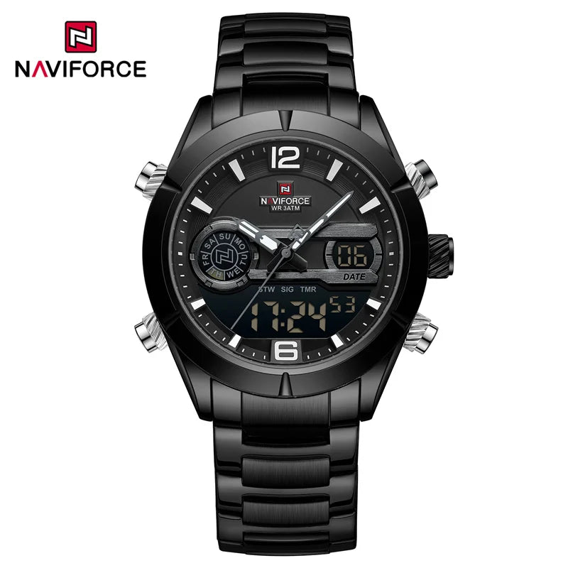 Luxury Watch For Men Waterproof Digital Sport Quartz Wristwatches Military Luminous Stainless Steel Strap Watch