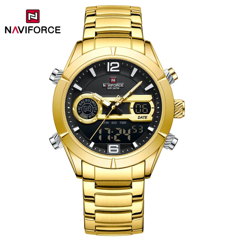 Luxury Watch For Men Waterproof Digital Sport Quartz Wristwatches Military Luminous Stainless Steel Strap Watch