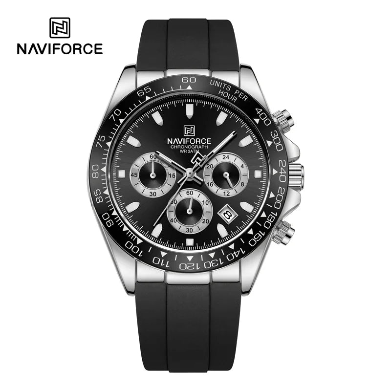 Men's Business Watch Classic Quartz Wristwatch Chronograph Silicone Band Waterproof Watch