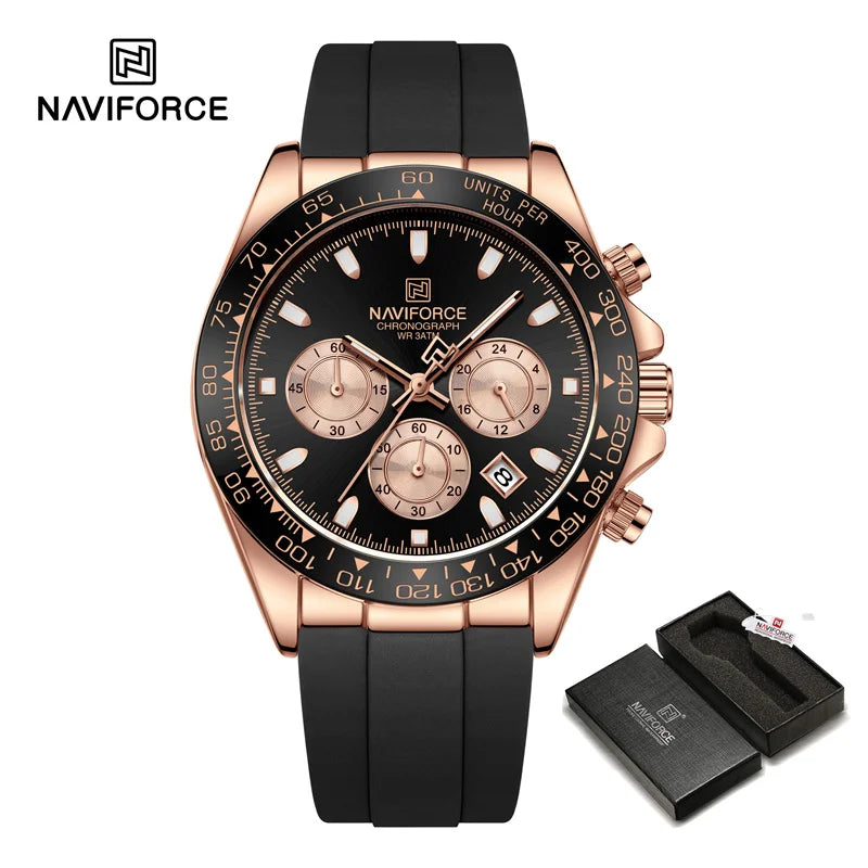 Men's Business Watch Classic Quartz Wristwatch Chronograph Silicone Band Waterproof Watch