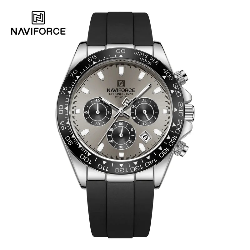 Men's Business Watch Classic Quartz Wristwatch Chronograph Silicone Band Waterproof Watch