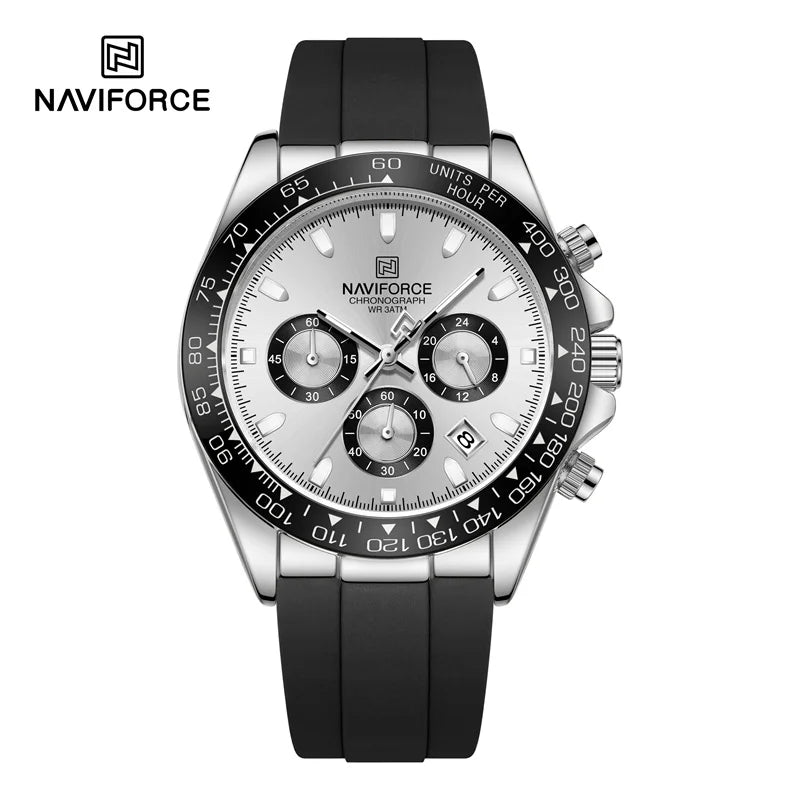 Men's Business Watch Classic Quartz Wristwatch Chronograph Silicone Band Waterproof Watch