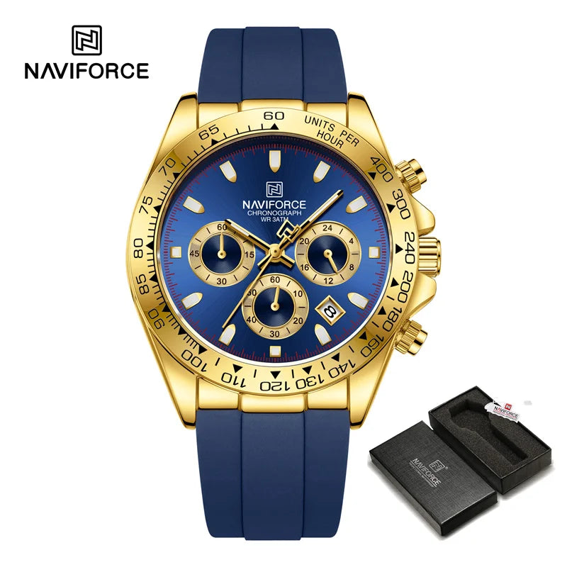 Men's Business Watch Classic Quartz Wristwatch Chronograph Silicone Band Waterproof Watch