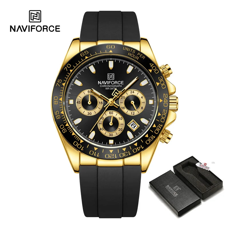 Men's Business Watch Classic Quartz Wristwatch Chronograph Silicone Band Waterproof Watch