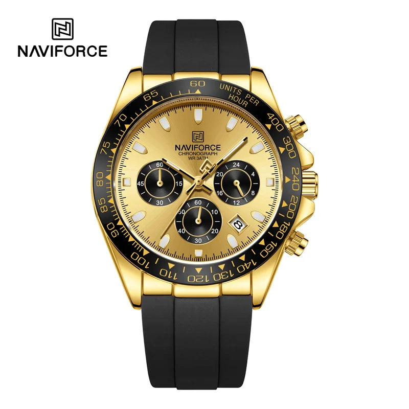 Men's Business Watch Classic Quartz Wristwatch Chronograph Silicone Band Waterproof Watch