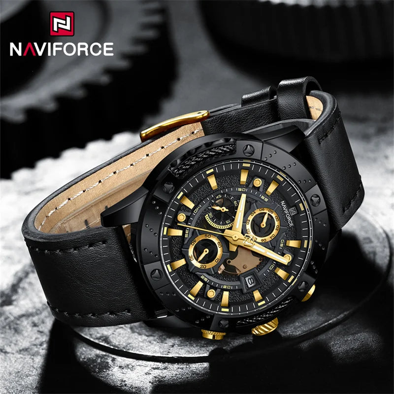 Men's Watch Waterproof Leather Strap Luminous Chronograph Calendar Quartz Wristwatch