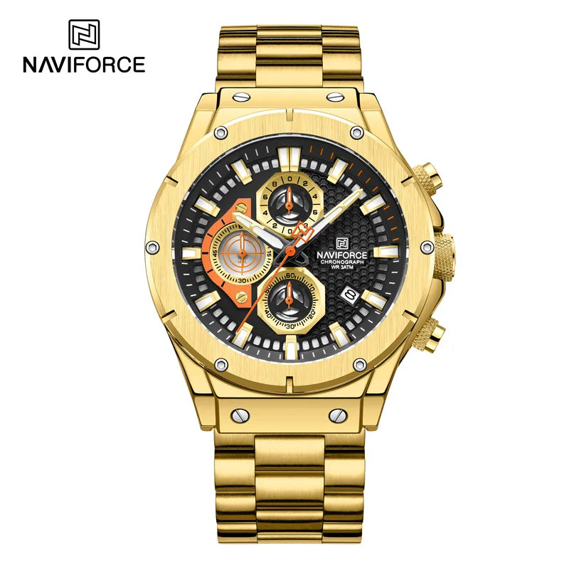 Men's Watches Stainless Steel Strap Fashion Casual Chronograph Waterproof Quartz Wristwatch