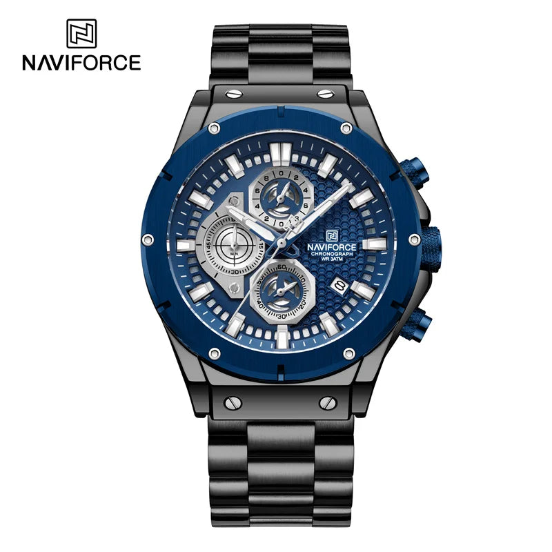 Men's Watches Stainless Steel Strap Fashion Casual Chronograph Waterproof Quartz Wristwatch