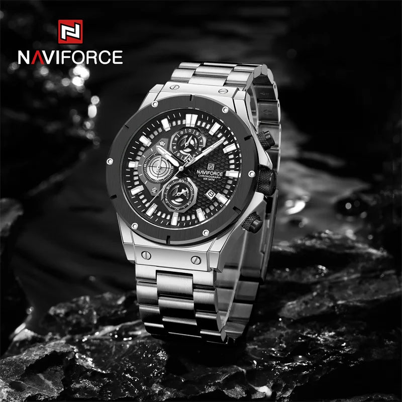 Men's Watches Stainless Steel Strap Fashion Casual Chronograph Waterproof Quartz Wristwatch