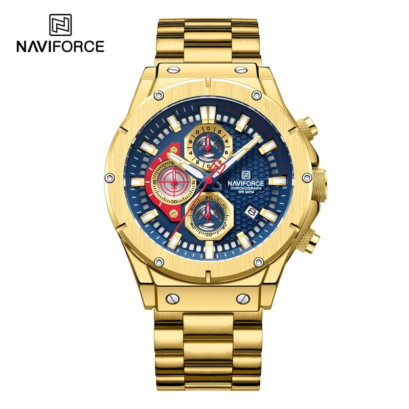 Men's Watches Stainless Steel Strap Fashion Casual Chronograph Waterproof Quartz Wristwatch