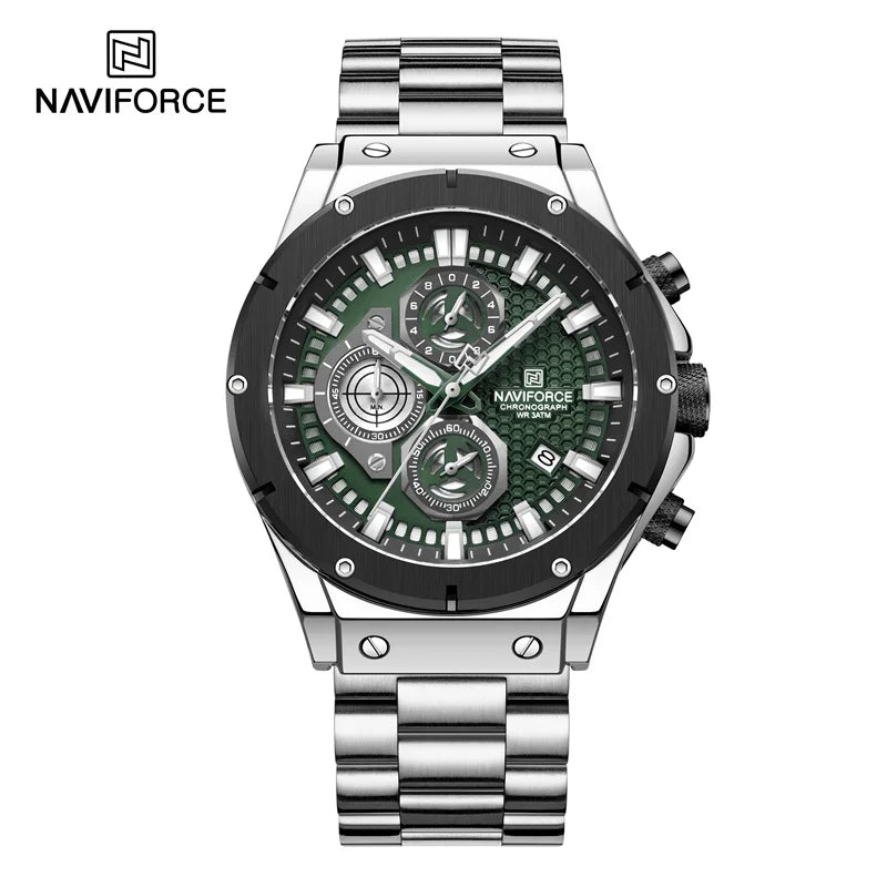 Men's Watches Stainless Steel Strap Fashion Casual Chronograph Waterproof Quartz Wristwatch