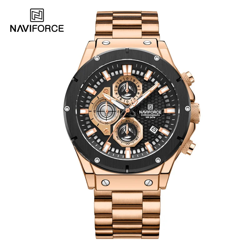 Men's Watches Stainless Steel Strap Fashion Casual Chronograph Waterproof Quartz Wristwatch