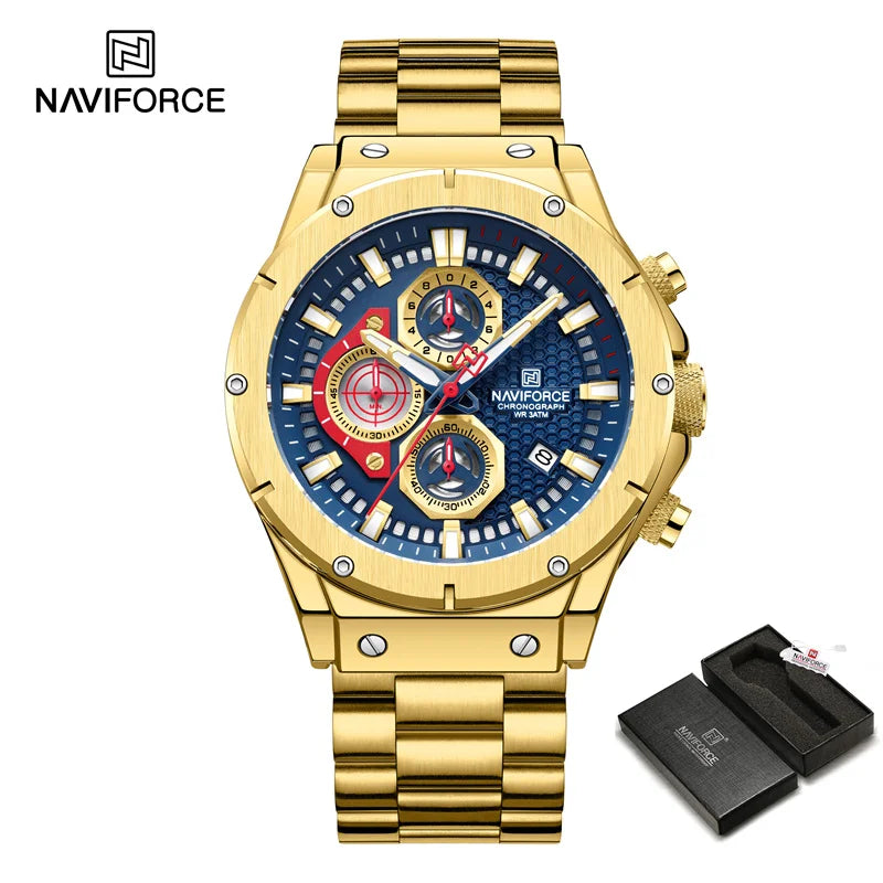 Men's Watches Stainless Steel Strap Fashion Casual Chronograph Waterproof Quartz Wristwatch