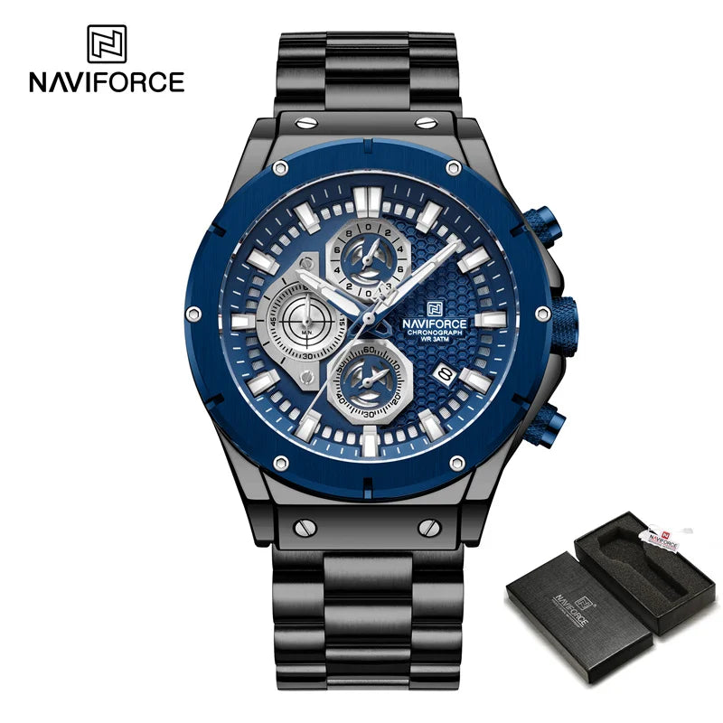 Men's Watches Stainless Steel Strap Fashion Casual Chronograph Waterproof Quartz Wristwatch