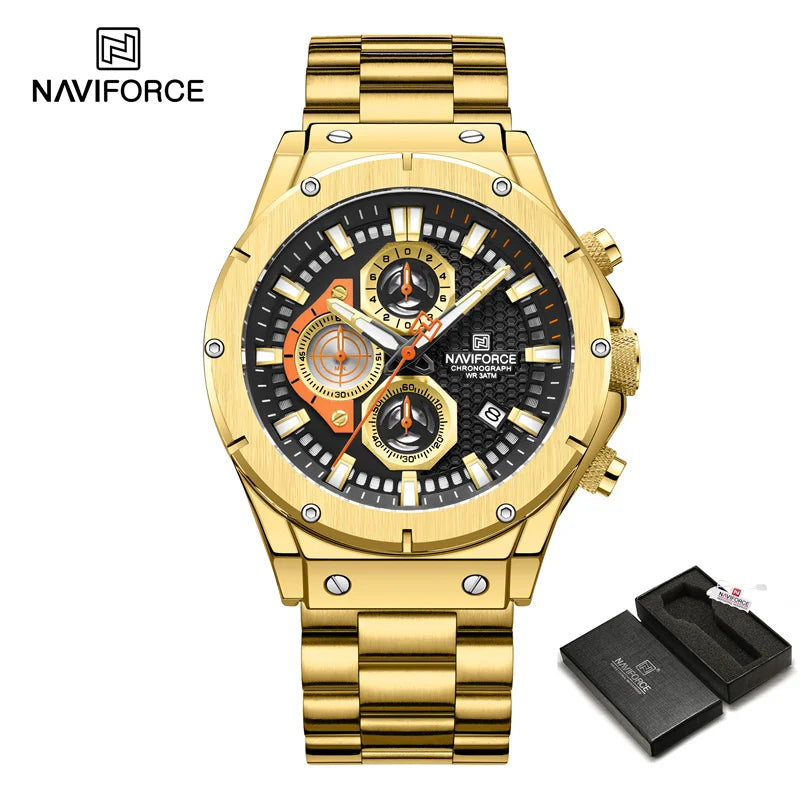 Men's Watches Stainless Steel Strap Fashion Casual Chronograph Waterproof Quartz Wristwatch