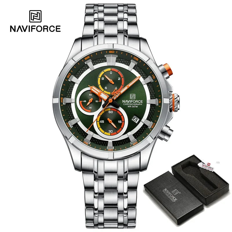 Fashion Men's Watch Waterproof Stainless Steel Strap Luminous Date Chronograph Quartz Wristwatches