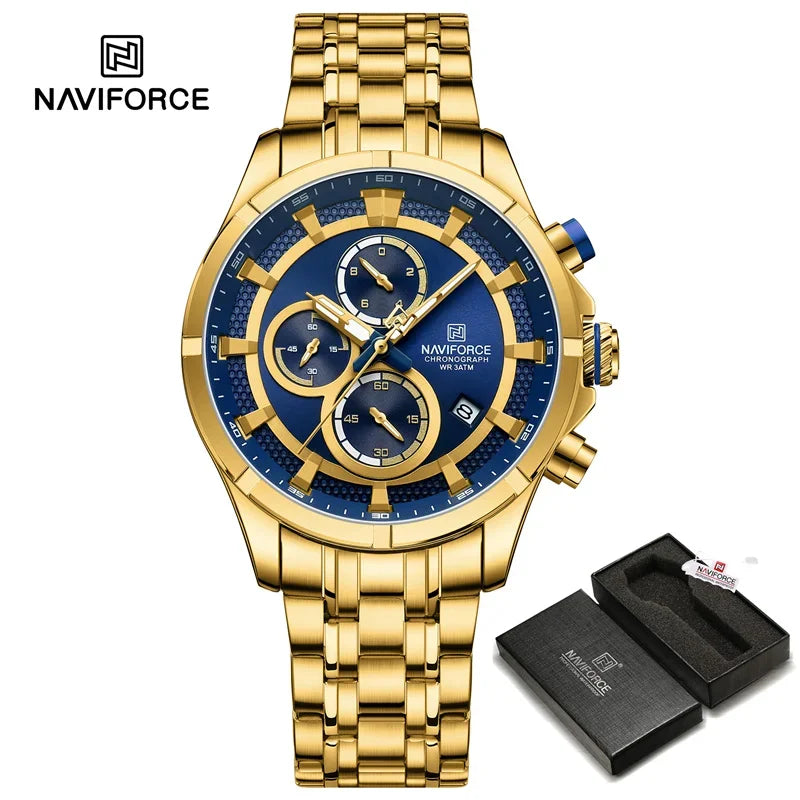 Fashion Men's Watch Waterproof Stainless Steel Strap Luminous Date Chronograph Quartz Wristwatches