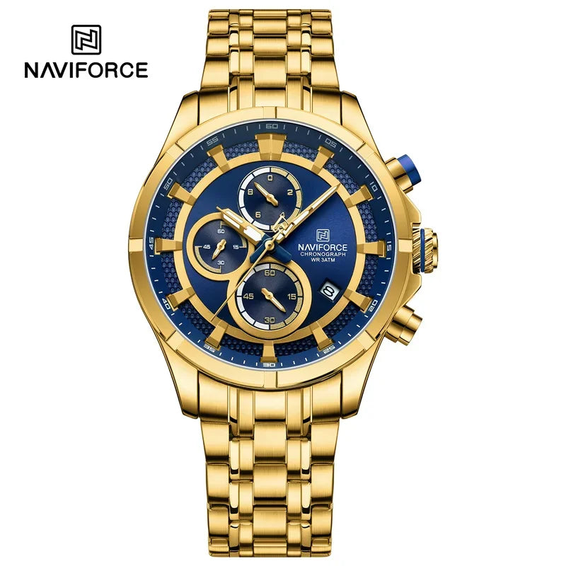 Fashion Men's Watch Waterproof Stainless Steel Strap Luminous Date Chronograph Quartz Wristwatches