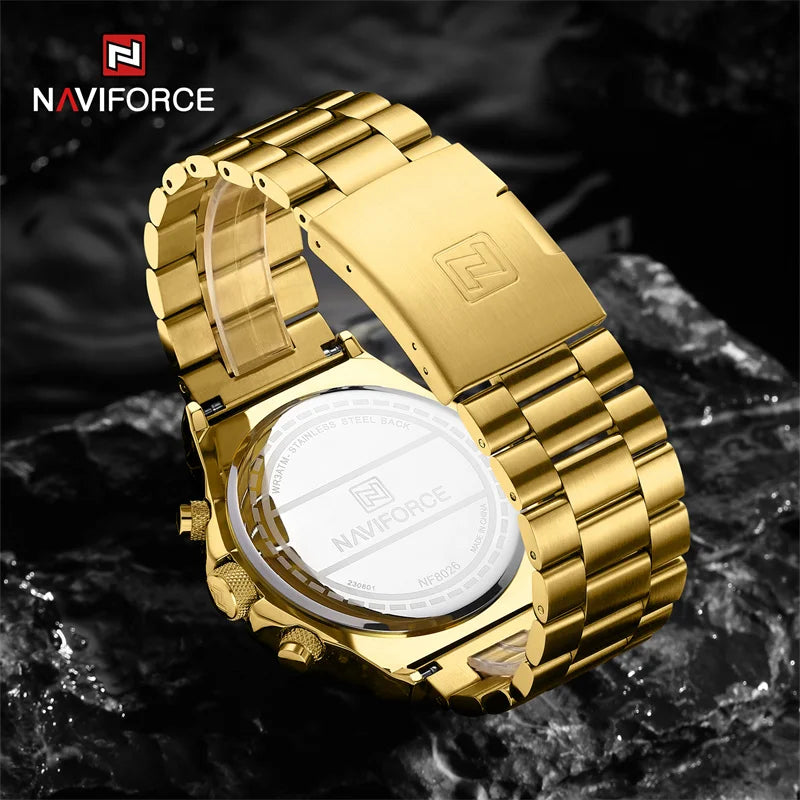 Fashion Watch For Men Waterproof Stainless Steel Sports Multi function Quartz Wristwatches